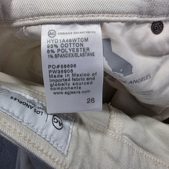 AG Mari Crop Jeans Womens 26 Ivory High-Rise Slim Straight Cropped Stretch Ecru - Picture 6 of 11